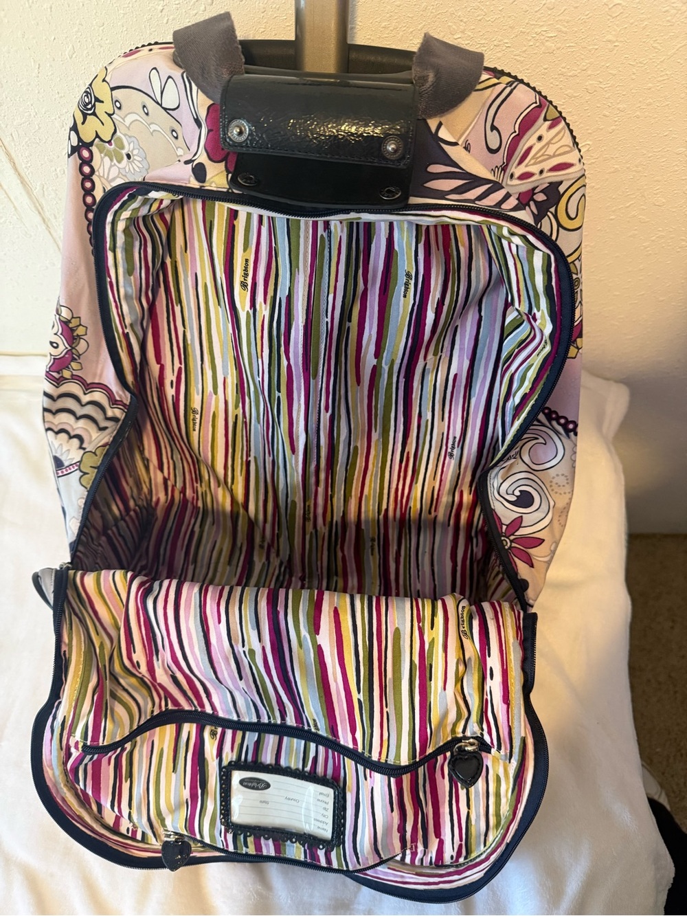 Brighton Pink Multi Floral Rolling Travel Bag - Picture 4 of 7